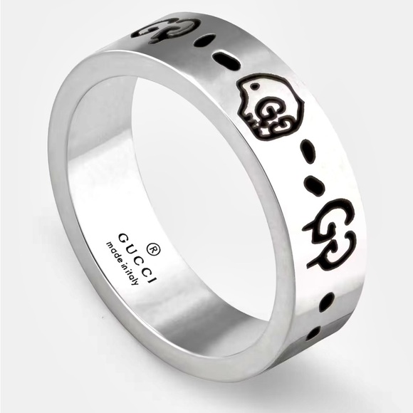 AUTHENTIC NWT - Full Inclusion Gucci Silver Ghost Ring w/ Duster & Box - Picture 1 of 6